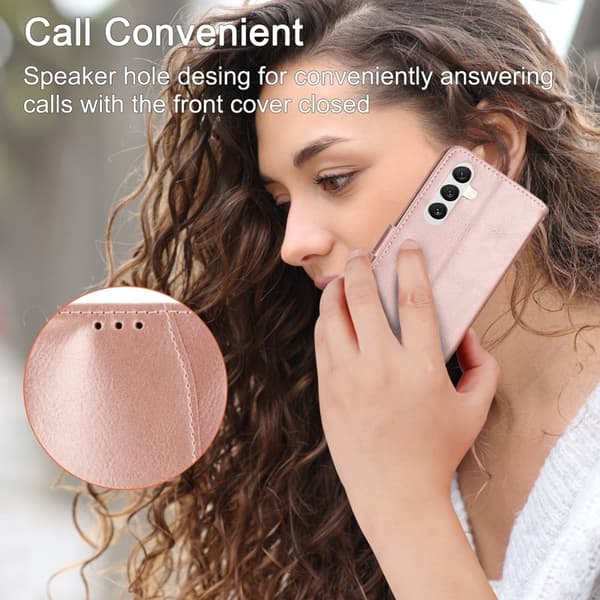 Samsung Galaxy S26 Plånboksfodral Dragkedja Konstläder - Roséguld
