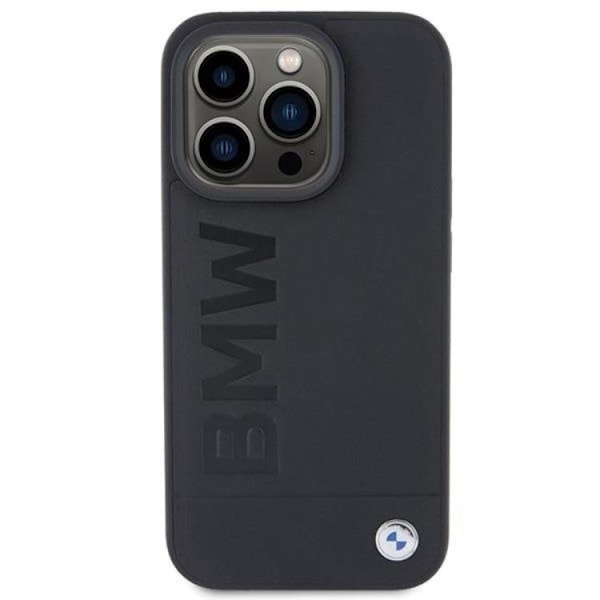 BMW iPhone 15 Pro Mobilskal Magsafe Läder Hot Stamp - Svart Svart