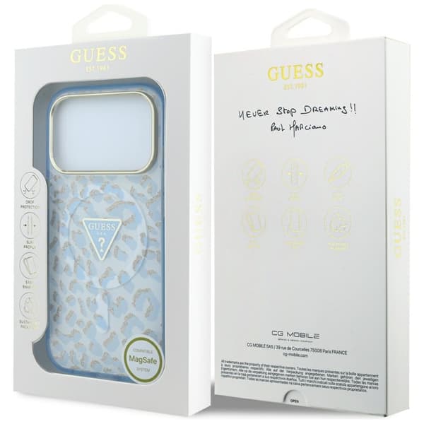 Guess Mobilskal För iPhone 18 Pro Max/17 Pro Max Magsafe IML Leopard Glitter