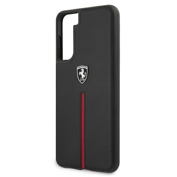 Ferrari Cover Galaxy S21 Off Track Læder Nylon Stribe - Sort Black
