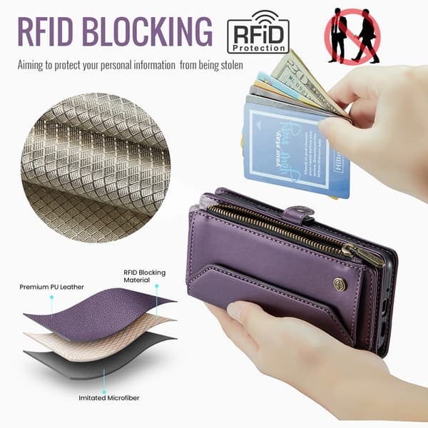 CASEME Google Pixel 10/10 Pro Plånboksfodral RFID Zipper Lila