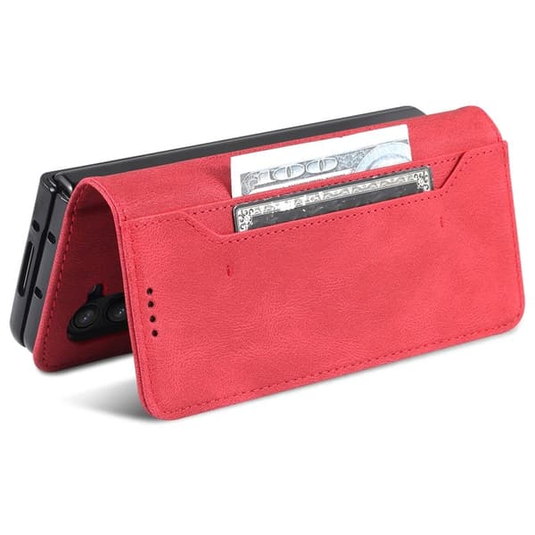 AZNS Samsung Galaxy Z Fold5 Plånboksfodral Konstläder - Röd