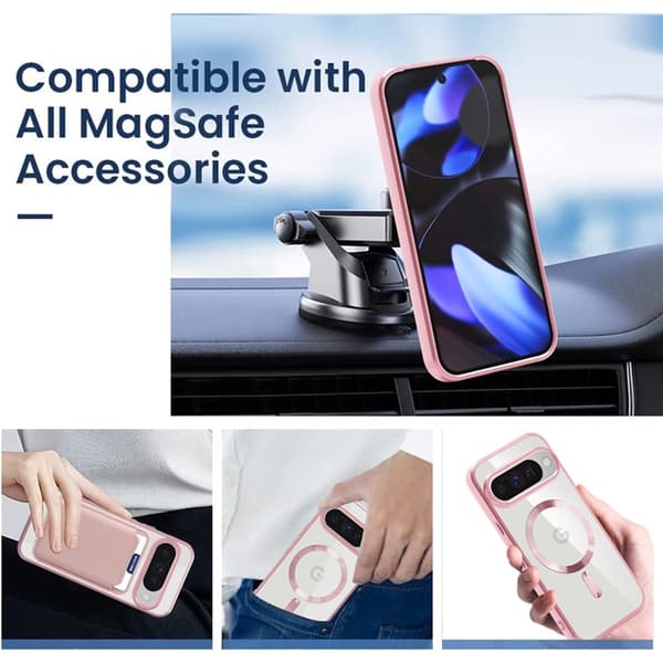Mobilskal till Google Pixel 10/10 Pro MagSafe med Korthållare - Rosa Rosa