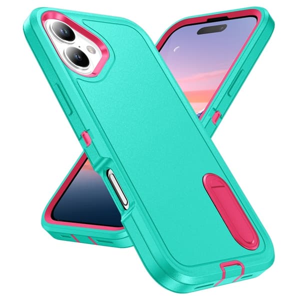 Mobilskal till iPhone 17 Kickstand Silikon - ljusgrön/Rosa Rosa