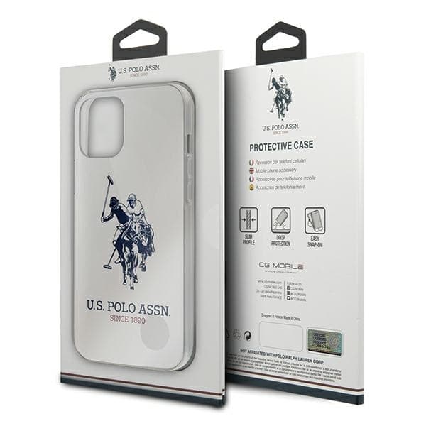 US Polo Telefontaske til iPhone 12/12 Pro Shiny Big Logo - Hvid