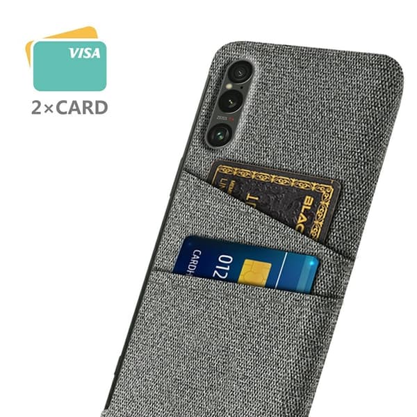 Mobilskal till Sony Xperia 1 VII med Dual Kortfack Tyg + PC - Grå Grå