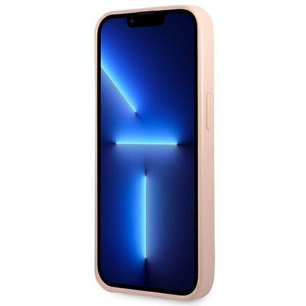 GUESS iPhone 14 Plus -kotelo Saffiano Triangle Logo - Pinkki Rosa