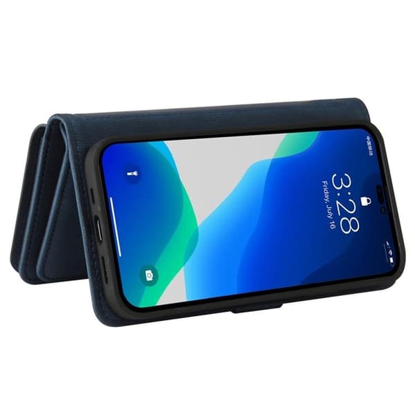 iPhone 14 Pro -lompakkokotelo KT Zipper - Sininen Blå