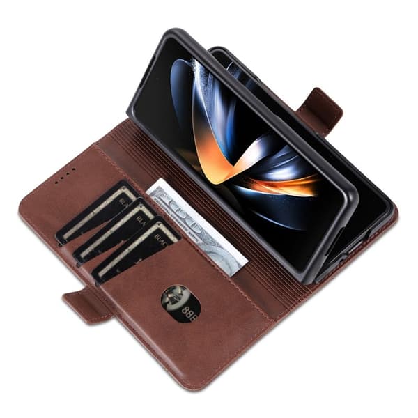 AZNS Samsung Galaxy Z Fold6 Plånboksfodral Konstläder - Brun