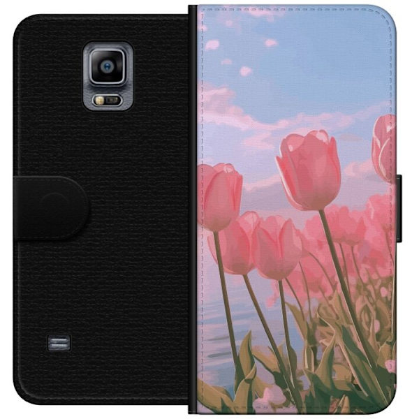 Pungcover til Samsung Galaxy Note 4 med lyserøde tulipaner