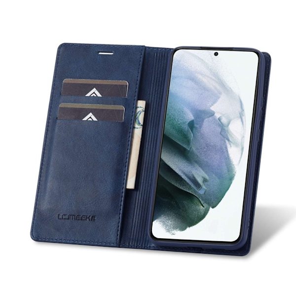 LC.IMEEKE Samsung Galaxy S21 Plånboksfodral Konstläder - Blå