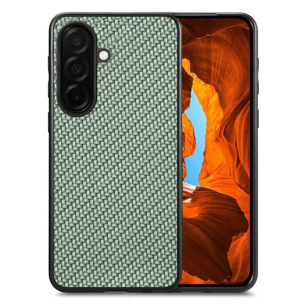 Mobilskal för Samsung Galaxy S26 Plus Kolfiber Konstläder + PC + TPU - Grön