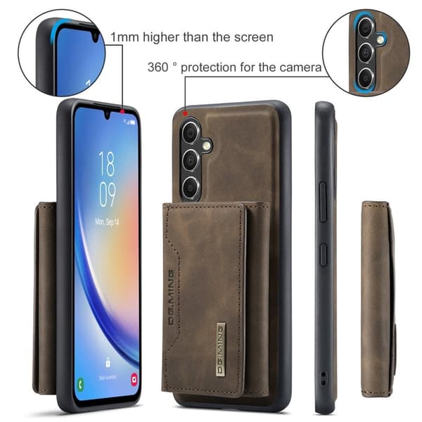 DG.MING Konstläder Plånboksfodral för Samsung Galaxy A14 4G/5G - Brun