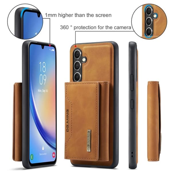 DG.MING Samsung Galaxy A34 5G Konstläder Plånboksfodral Brun