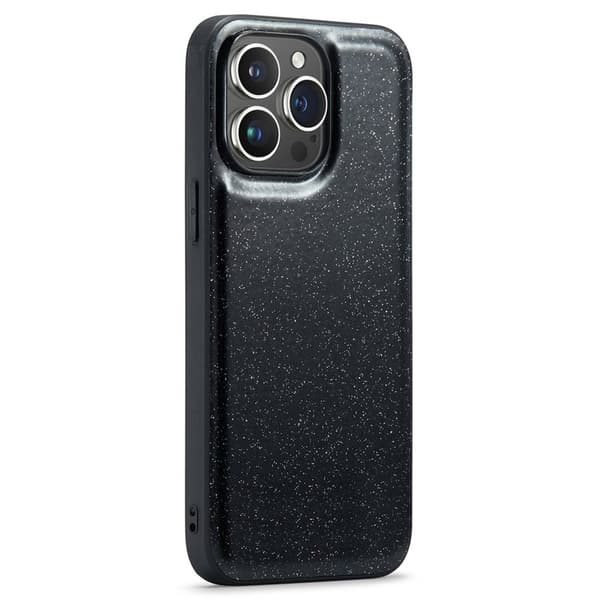 DG.MING Mobilskal till iPhone 14 Pro PU Läder + PC + TPU Glittrig Svart