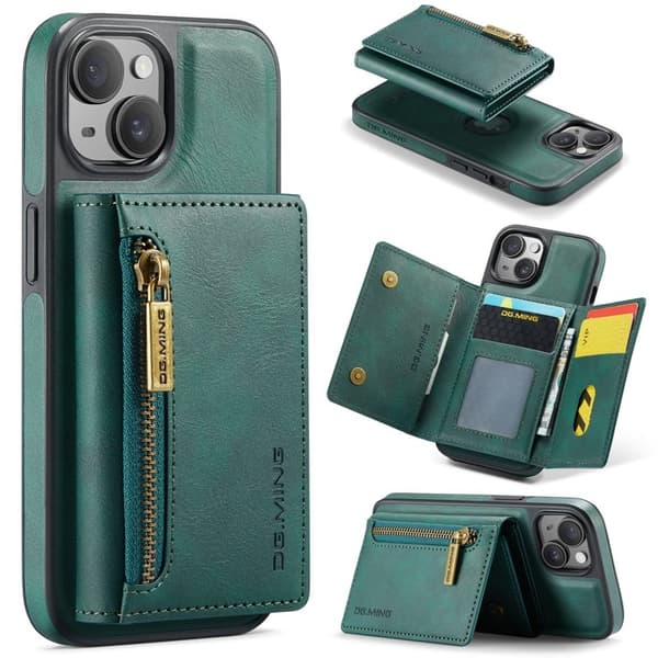DG.MING M5 Series Mobilskal till iPhone 14 RFID-Skydd Konstläder TPU Grön