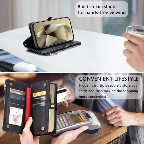 Samsung Galaxy S26 Plus Plånboksfodral TPU + Konstläder - Svart