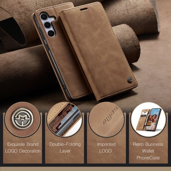 CASEME 013 Plånboksfodral för Samsung Galaxy S25 FE - Brun