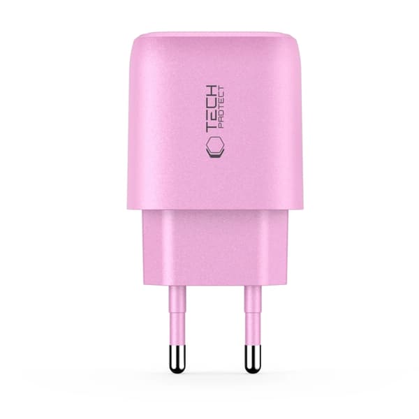 Tech-Protect Vægoplader USB-A Til USB-C 30W - Baby Pink Rosa