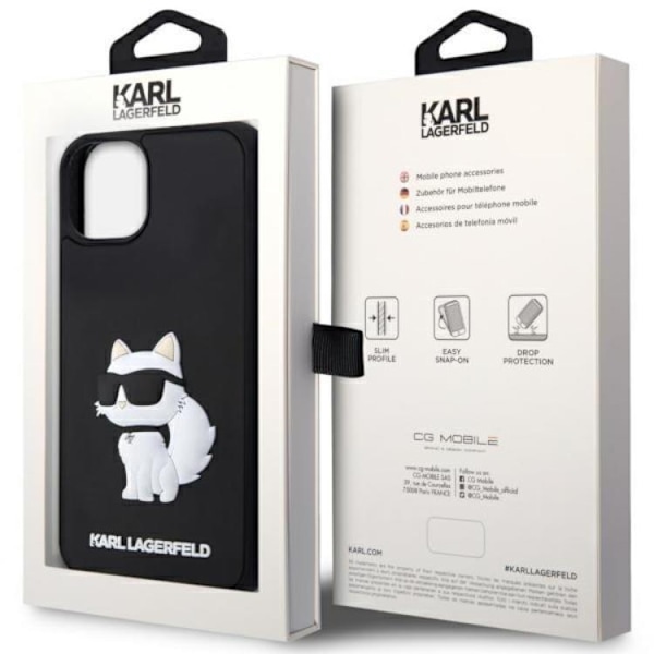 Karl Lagerfeld iPhone 14 Mobilskal Rubber Choupette 3D Svart