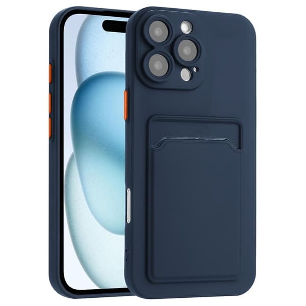 Mobilskal till iPhone 16 Pro Korthållare TPU - Mörkblå Blå