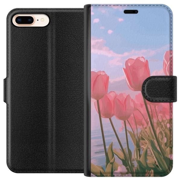 Plånboksfodral till Apple iPhone 7 Plus med Rosa Tulpaner