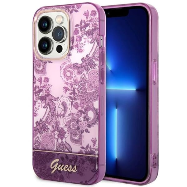GUESS iPhone 14 Pro Case Posliinikokoelma - Fuschia