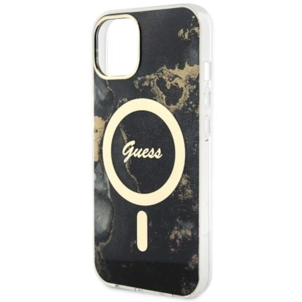 Guess iPhone 14 Mobilskal MagSafe Guld Marble - Svart Svart