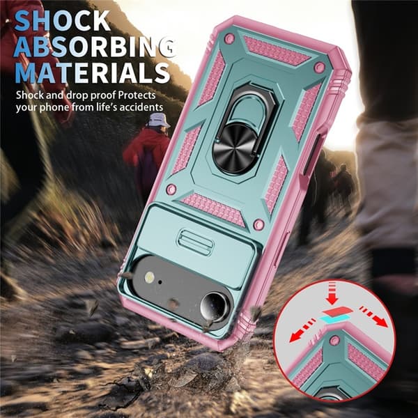 Mobilskal till iPhone Air Slide Camshield Kickstand - Grön/Rosa Grön