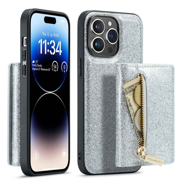 DG.MING M3 Series Glittery 2-in-1 Mobilskal iPhone 14 Pro Max Silver