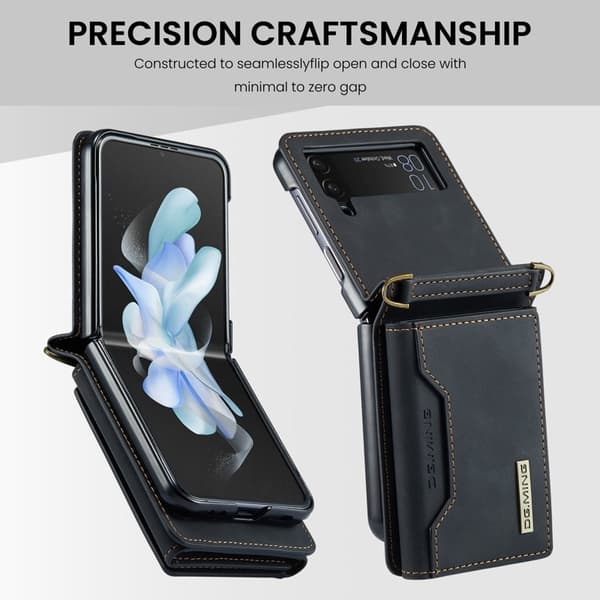 DG.MING Samsung Galaxy Z Flip3 5G Konstläder Plånboksfodral Svart