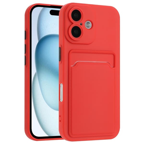 Mobilskal till iPhone 16 Plus Korthållare TPU - Röd Röd