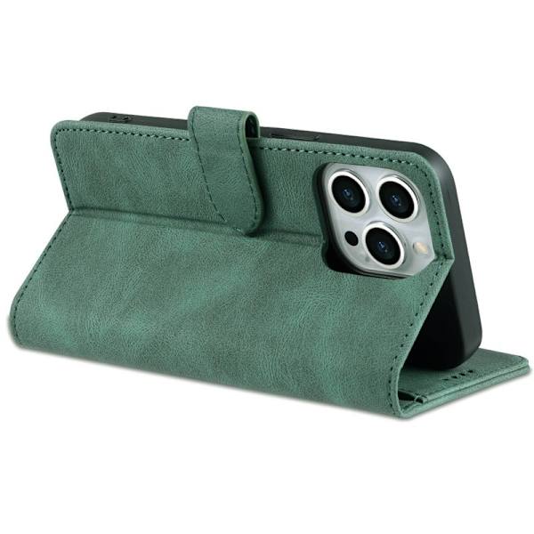 AZNS iPhone 14 Pro Plånboksfodral i Konstläder - Grön
