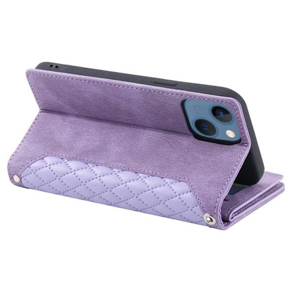 iPhone 14 Plus Plånboksfodral Rhombus - Lila Lila