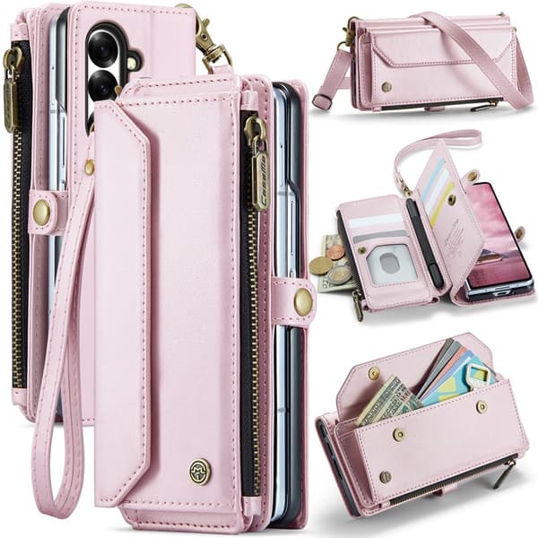 CASEME Galaxy Z Fold 7 Plånboksfodral Med Remmar - Rosa Rosa
