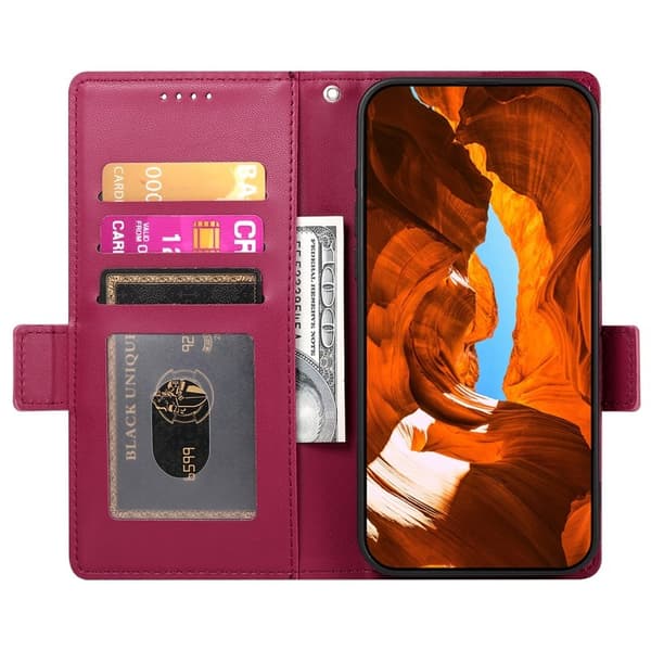 Samsung Galaxy S26 Fodral PU Läder Plånboksfodral - Vinröd