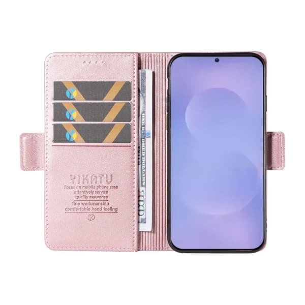 YIKATU Samsung Galaxy S26 / S26 Pro Plånboksfodral Konstläder Ställ - Roséguld
