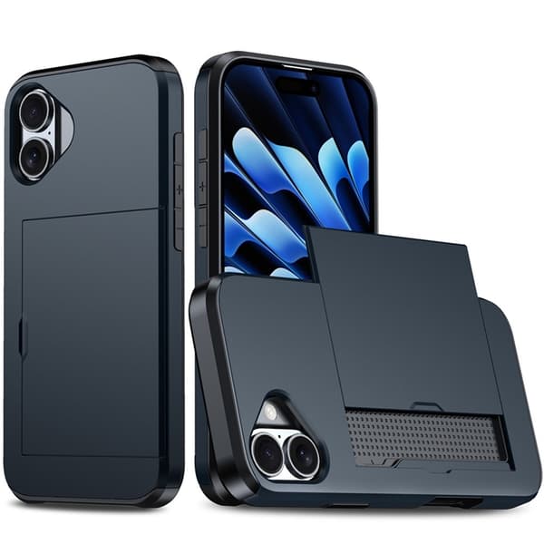 AMORUS Mobilskal till iPhone 17 Med Glidande Korthållare - Blå Blå