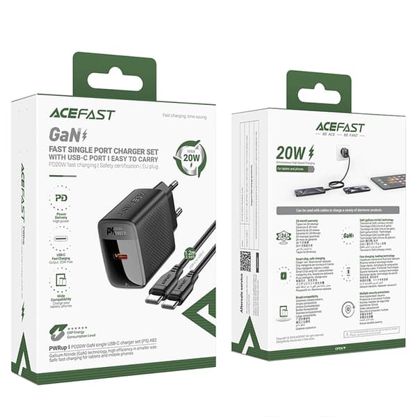 Acefast Z6 Snabbladdare 60W GaN Desktop 2x USB-A/2x USB-C PD Svart