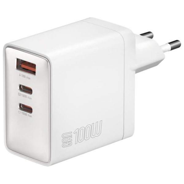 4smarts Snabbladdare 100W 2xUSB-C 1xUSB-A Pocket GaN - Vit Vit