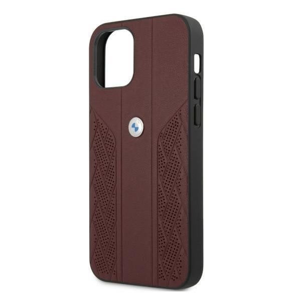 BMW Läder Curve Perforate Skal iPhone 12 / 12 Pro - Röd Röd