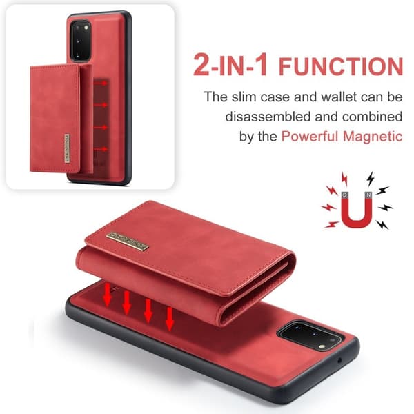 DG.MING 2-in-1 Plånboksfodral med Magnet för Samsung S20 - Röd