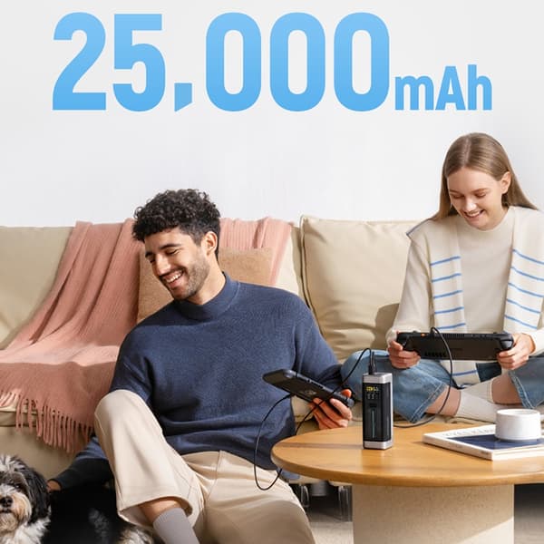 Cuktech Powerbank 25000mAh 210W 2xUSB-C 1xUSB-A - Sort Svart