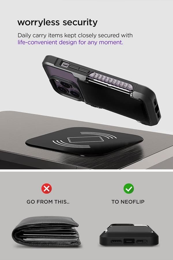 VRS DESIGN Neo Flip Skal iPhone 14 Pro Max - Musta Svart