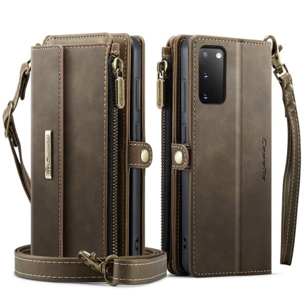 CASEME Konstläder Plånboksfodral för Samsung Galaxy S20 4G/5G - Brun