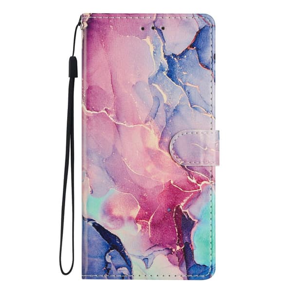 Plånboksfodral för Samsung Galaxy S26 Plus Mönstertryck Ställ - Grön Rosa Marmor