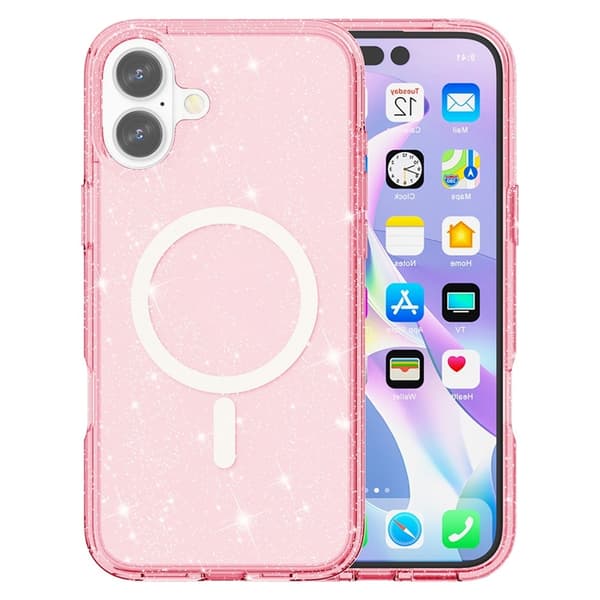 Mobilskal till iPhone 17 MagSafe Puderglitter - Rosa Rosa