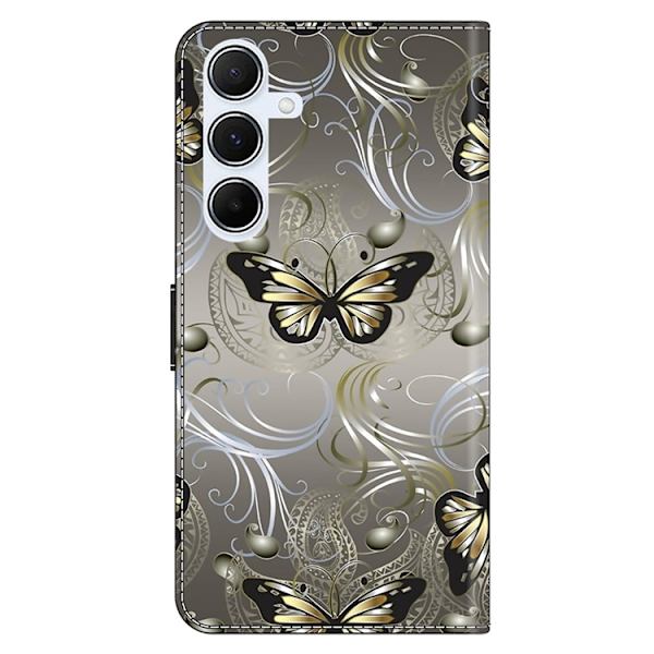 Galaxy A17 5G Konstläder Plånboksfodral Pattern Printing - Lace Butterfly Grå