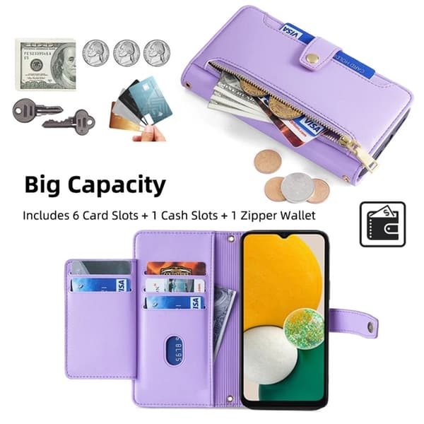 Galaxy A13 5G Plånboksfodral Konstläder - Lila Lila