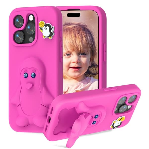 Penguin Mobilskal till iPhone 14 Pro Max Kickstand Stöttålig EVA - Rosa